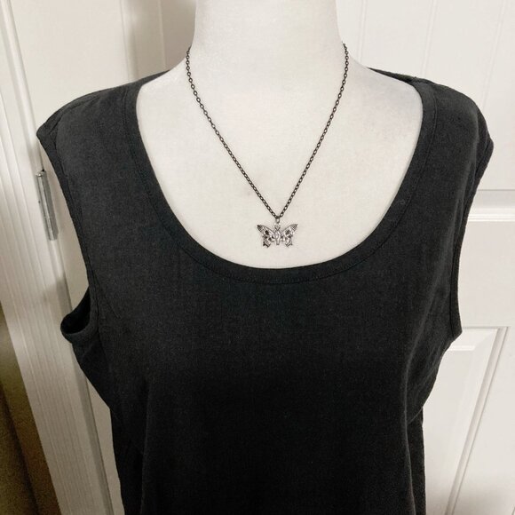 SIMPLY BASIC Black cotton scoop neck tank top ~ Goth stretchy LARGE XL 1X shirt - Picture 3 of 11